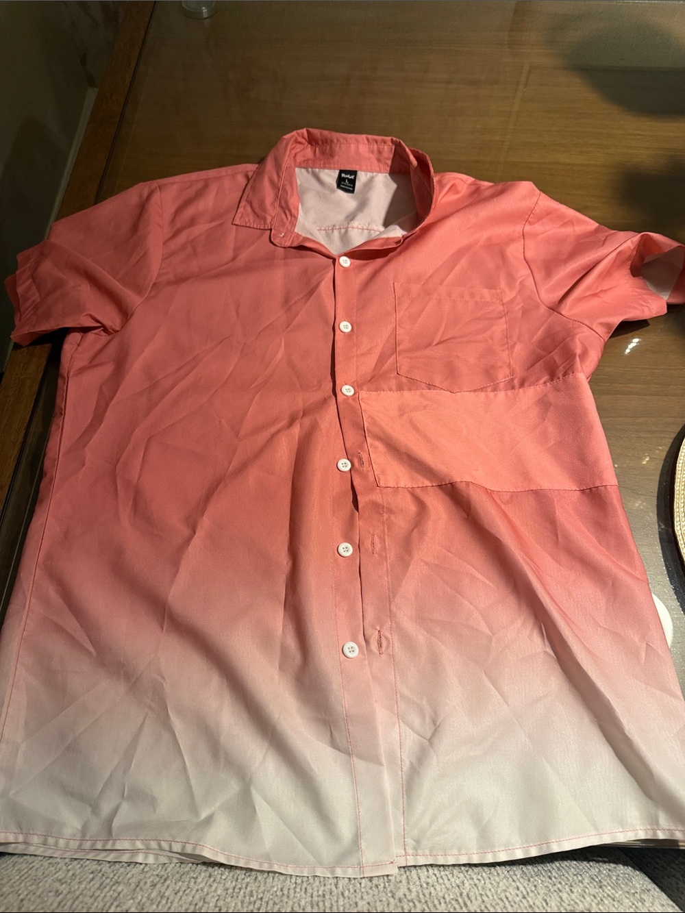 Quiksilver Coral to Cream Gradient Short Sleeve Button-Up